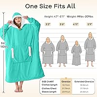 Vista 7 de yescool - Cobija con capucha, sudadera de franela de forro polar sherpa para adultos, mujeres y hombres, talla única