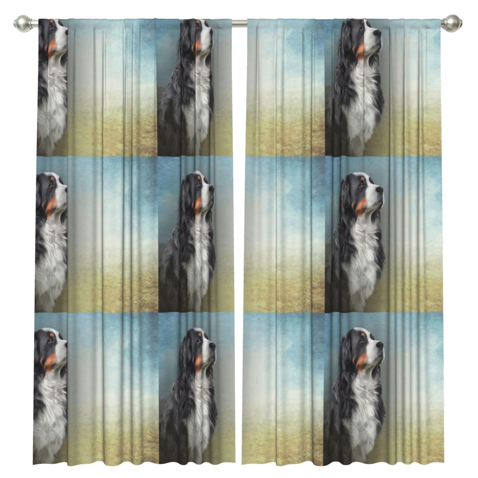 InOmak Bernese Mountain Dog, 2 Panels Window Curtains 52 x 84 Inch Blackout Curtains for Living Room Bedroom