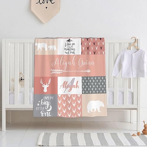 Miniatura 2 de Mantas de bebé personalizadas para niños y niñas, manta de bebé personalizada para niñas y niños, manta de bebé personalizada con nombre Woodland,
