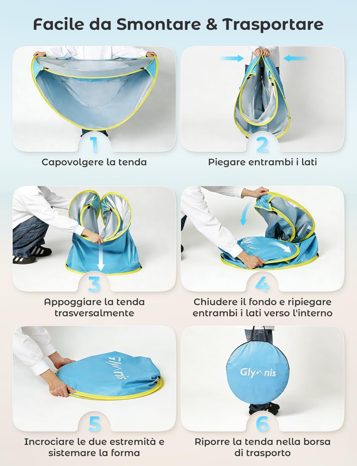 Glymnis Tenda da Spiaggia Bambini Tenda Bambini Pop Up con Mini Piscina Tenda per Neonati Pieghevole Portatile Protezione Solare UPF 50+, Blu