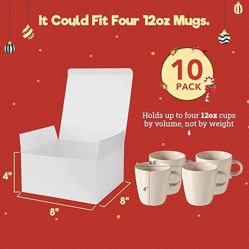 Miniatura 2 de MESHA Caja de regalo blanca de 8 x 8 x 4 cajas de regalo con tapas 10 piezas caja de propuesta para dama de honor propuesta de padrinos de boda