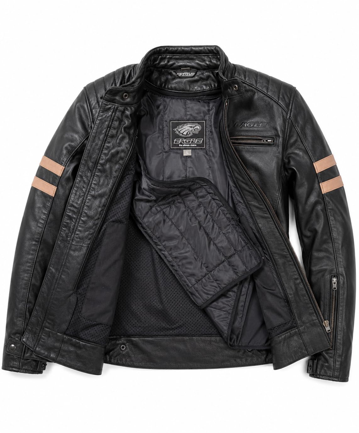 STORM Giacca da Moto in Pelle Uomo Vintage Biker con Fodera Termica Staccabile - Giubbotto Moto Protettivo con Zip di Espansione e Tasca sulla Manica