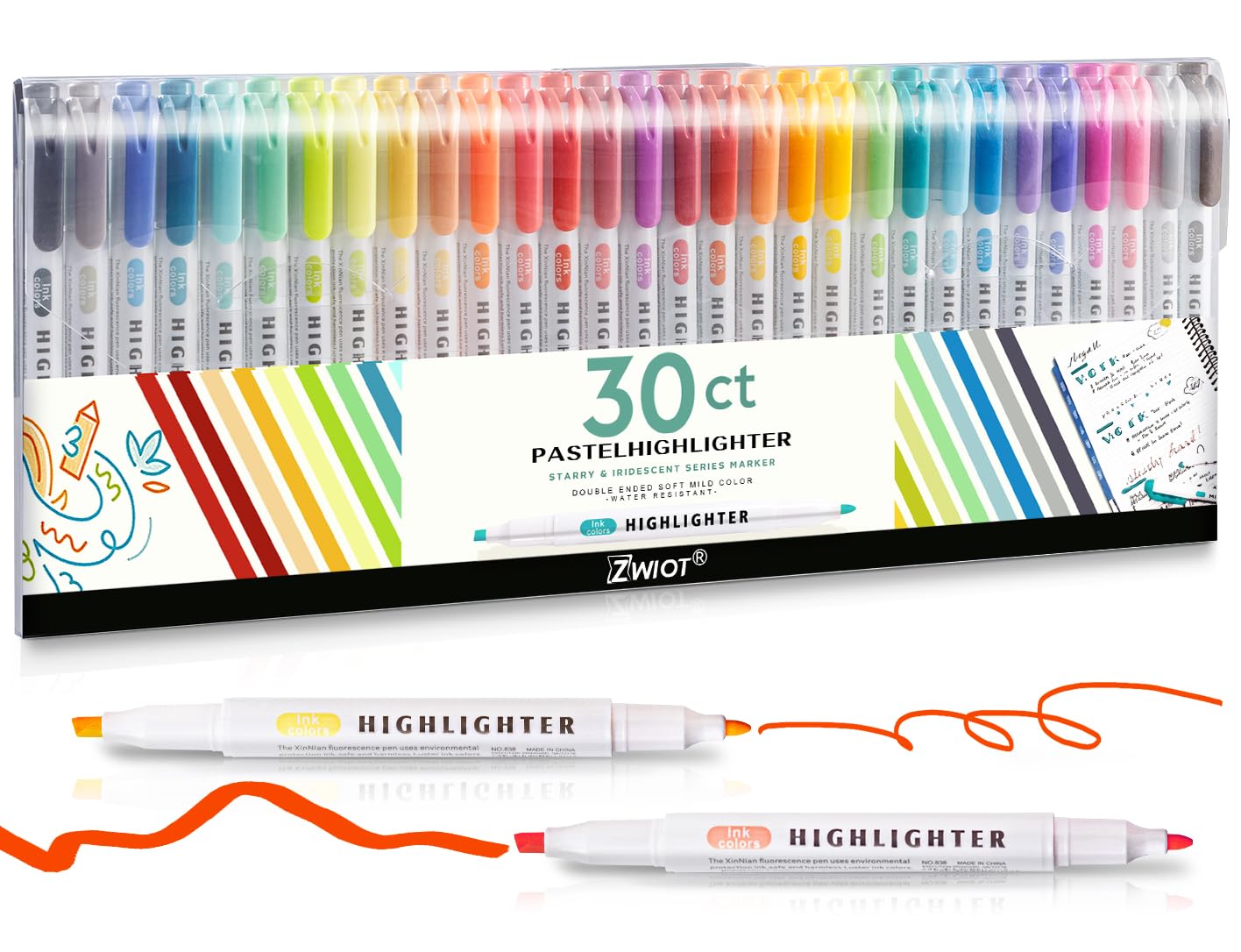Pastel Highlighters, 30 Count Dual Tip Highlighter Markers, Fine Tip & Chisel Tip, No Bleed Quick Dry Non-Toxic Ink, Aesthetic Bible Highlighters for Journaling, School, Office & Study Notes