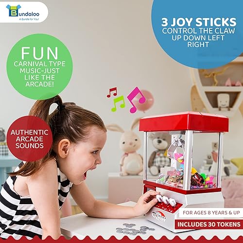 Miniatura 6 de Bundaloo Claw Machine - Juego de arcade con sonido, divertido y divertido dispensador de premios para niños, niños y niñas