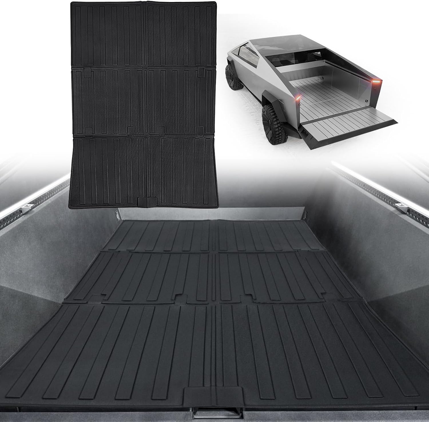 Truck Bed Mat for 2023 2024 2025 Tesla Cybertruck All Weather Protection Waterproof Custom Fit TPE Cargo Liner Floor Mats Truck Bed Liners Cyber Truck Accessories