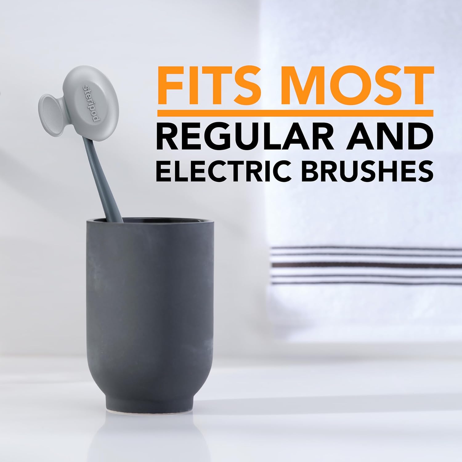 Steripod Clip-On Toothbrush Protector with Orange Essential Oil, Keeps Toothbrush Fresh and Clean, Fits Most Manual and Electric Toothbrushes, 1 Count
