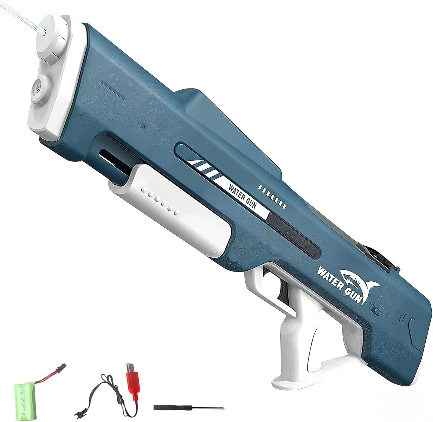 Automatic Electric Water Gun for Kids & Adults, Summer Pool Beach Outdoor Toy, Self-Suction Lightweight Powerful Water Blaster, Ages 4-12 (Daisy Blue)