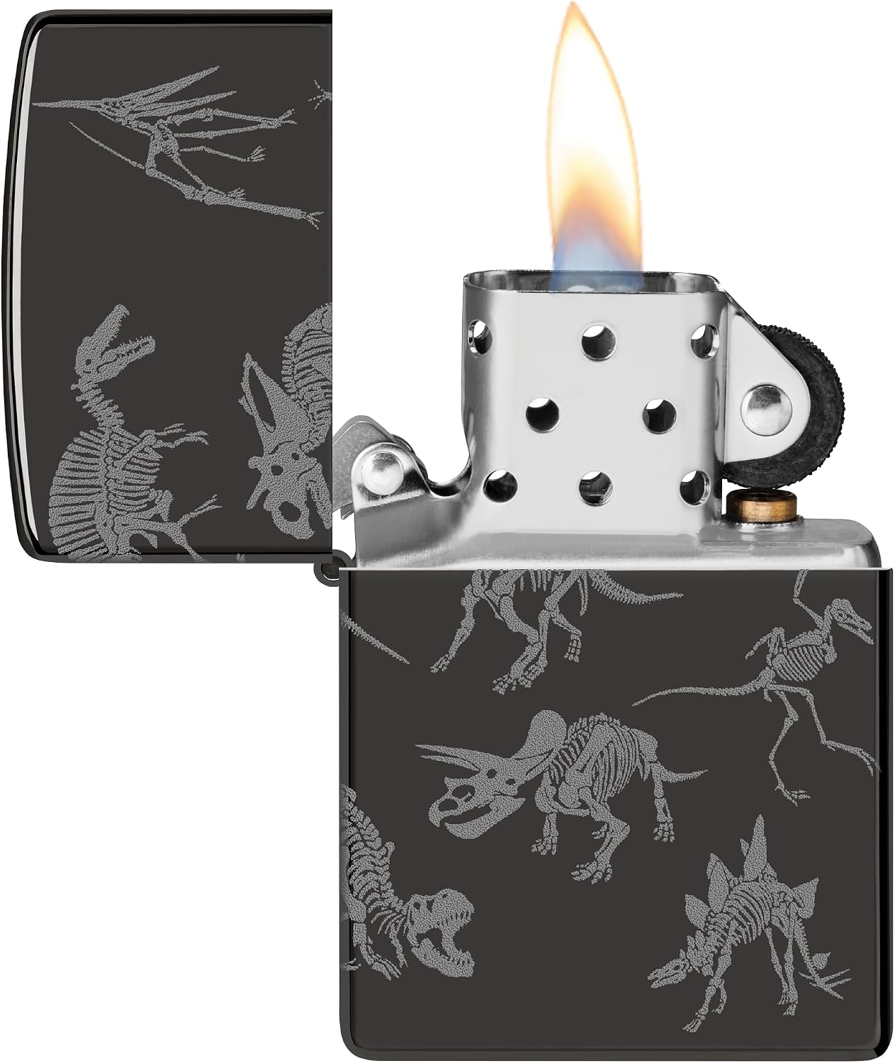 Zippo Lighter: Dinosaur Skeletons, Photo 360 - High Polish Black 46111