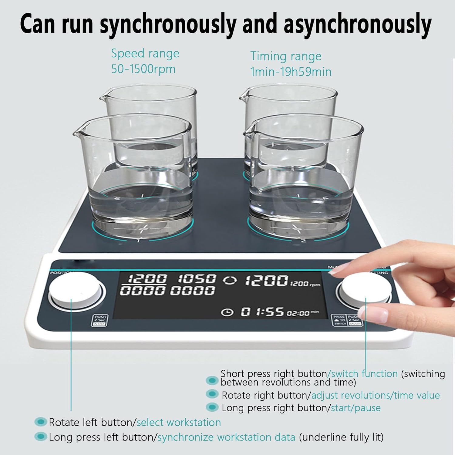 Multiple Magnetic Stirrer Lab Multi Position Stir Plate Mixer Heating Large Capacity Magnetic Mixer Lab Stirrers for Research School Laboratory (MMS9)