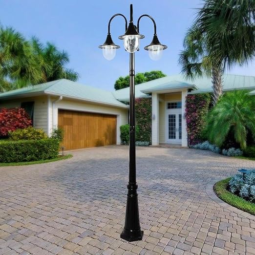 GUOCC Creative 3-Lights Victoria Upside Down Street Light with Thick Aluminum High Pole Post Lantern Lawn Community Road Night Light for Square Road Courtyard Decoration IP55 Lights Fixture photo 2