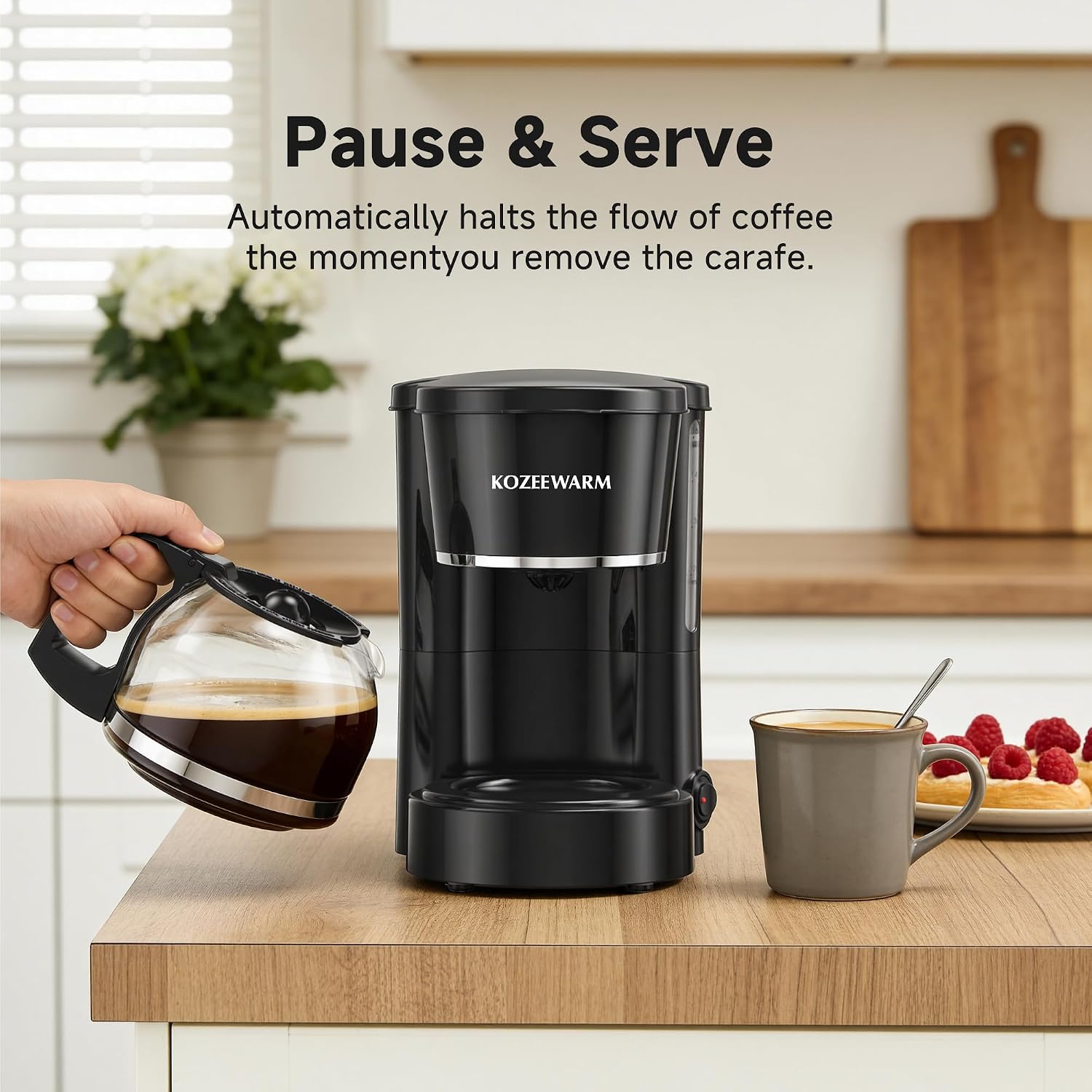 Coffee Maker, 5 Cup Drip Coffee Machine | with Glass Carafe,Dry-boil,Overheat Protection,for Home Office Travel Camping RV