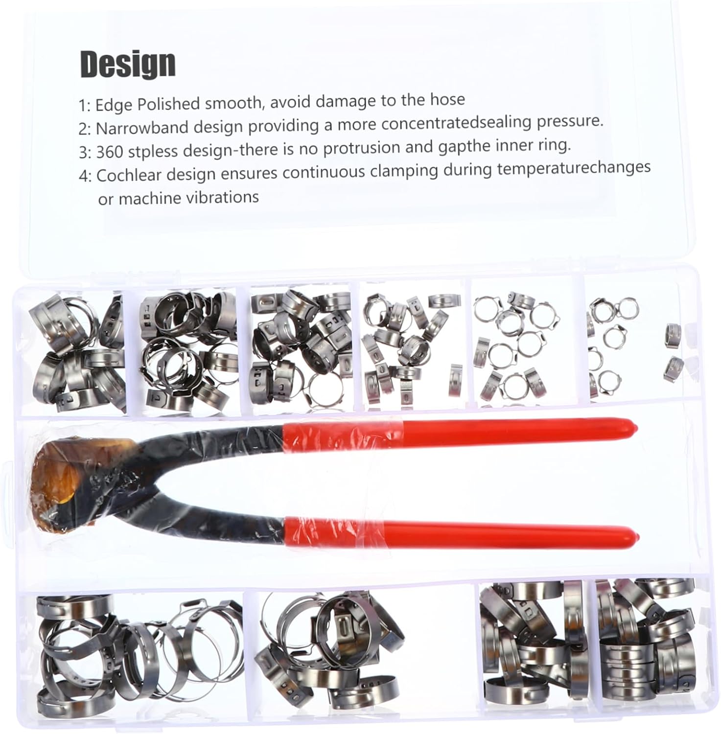 115pcs Hydraulic Hose Clamp Stainless Steel Clamps Clip Tube Clip Hose Packaged in Plastic Box