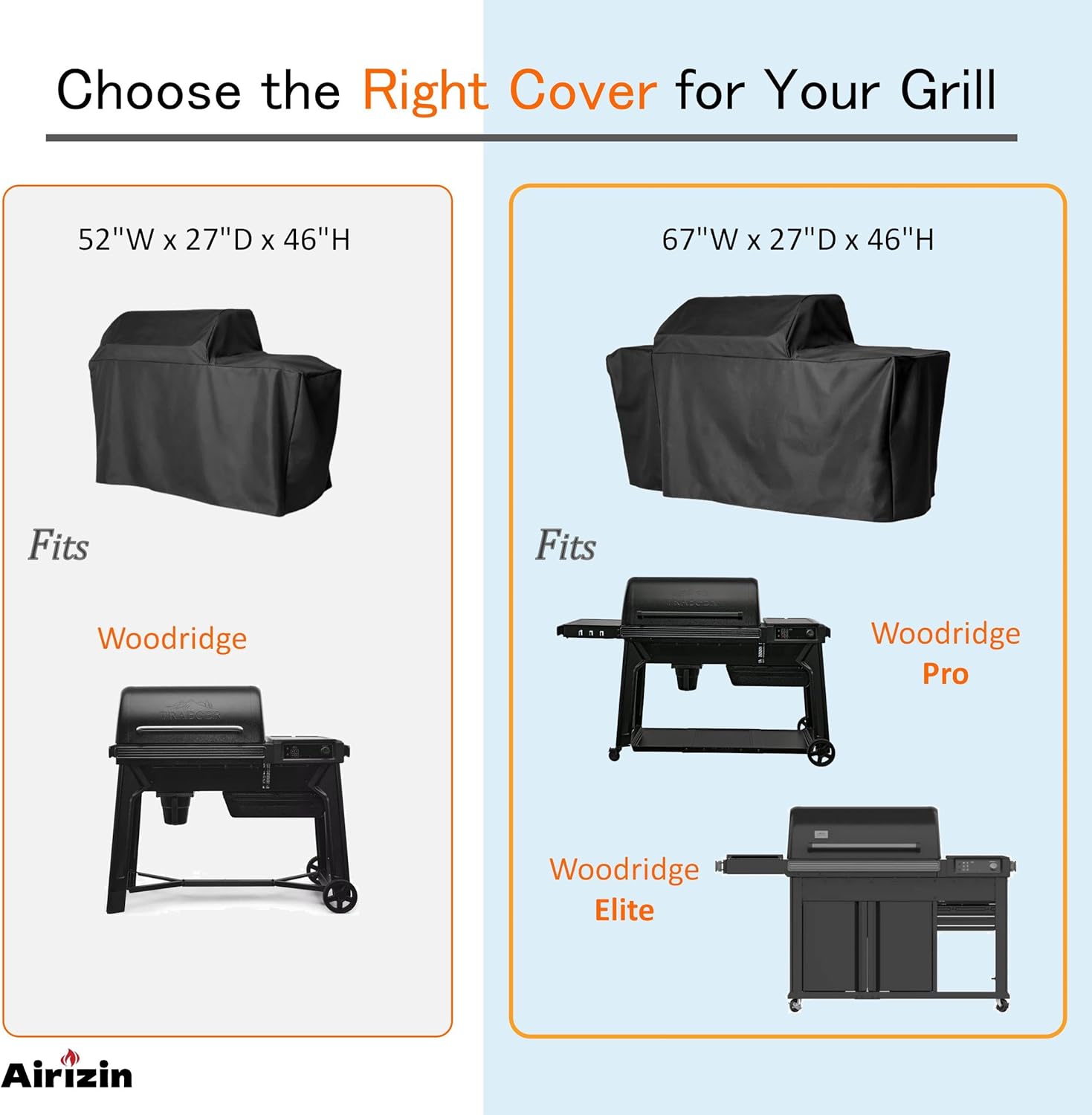 Full-Length Grill Cover for Traeger Woodridge Pellet Grill TFB86MLH,for BAC761 Woodridge Grill Cover Accessory,52" L x 27" W x 46" H