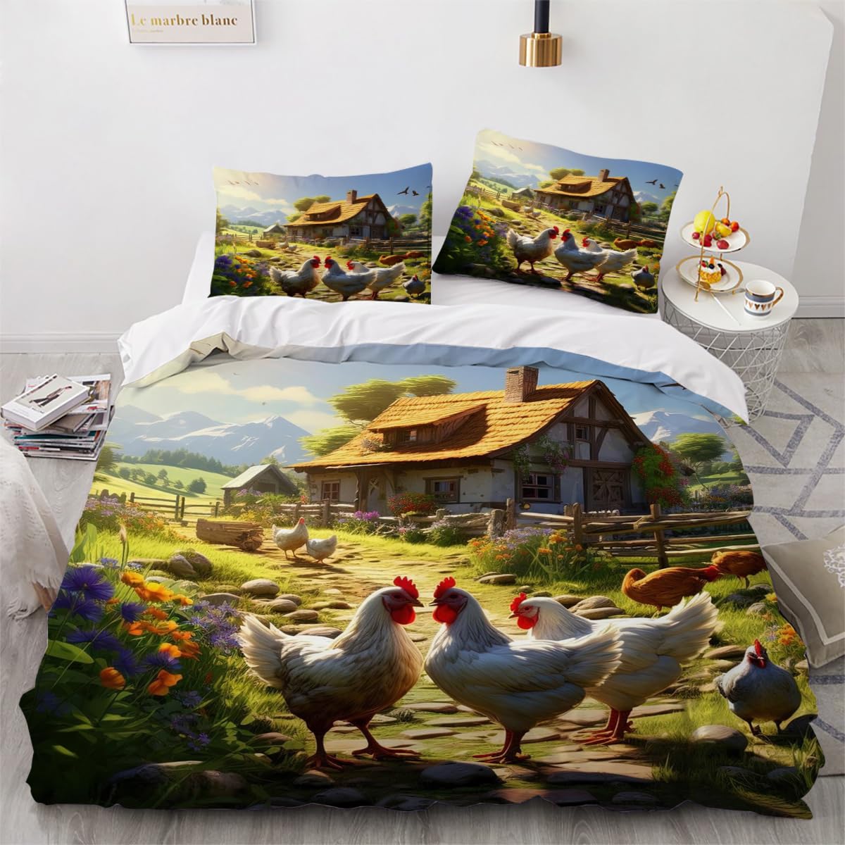 Housse de couette poulet 200x200 cm HABEAT finis les draps rêches qui glissent