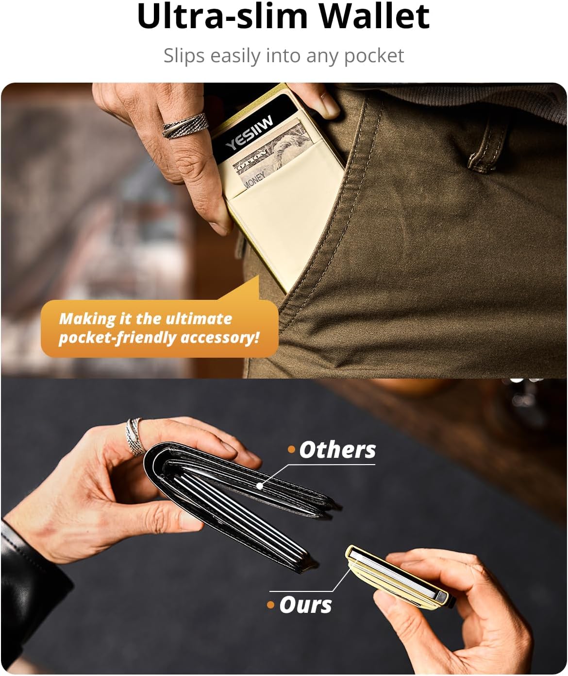 YESIIW Credit Card Holder Wallet for Men RFID Blocking Slim Minimalist Metal Wallet with Money Pocket Contactless Card Protector image 5