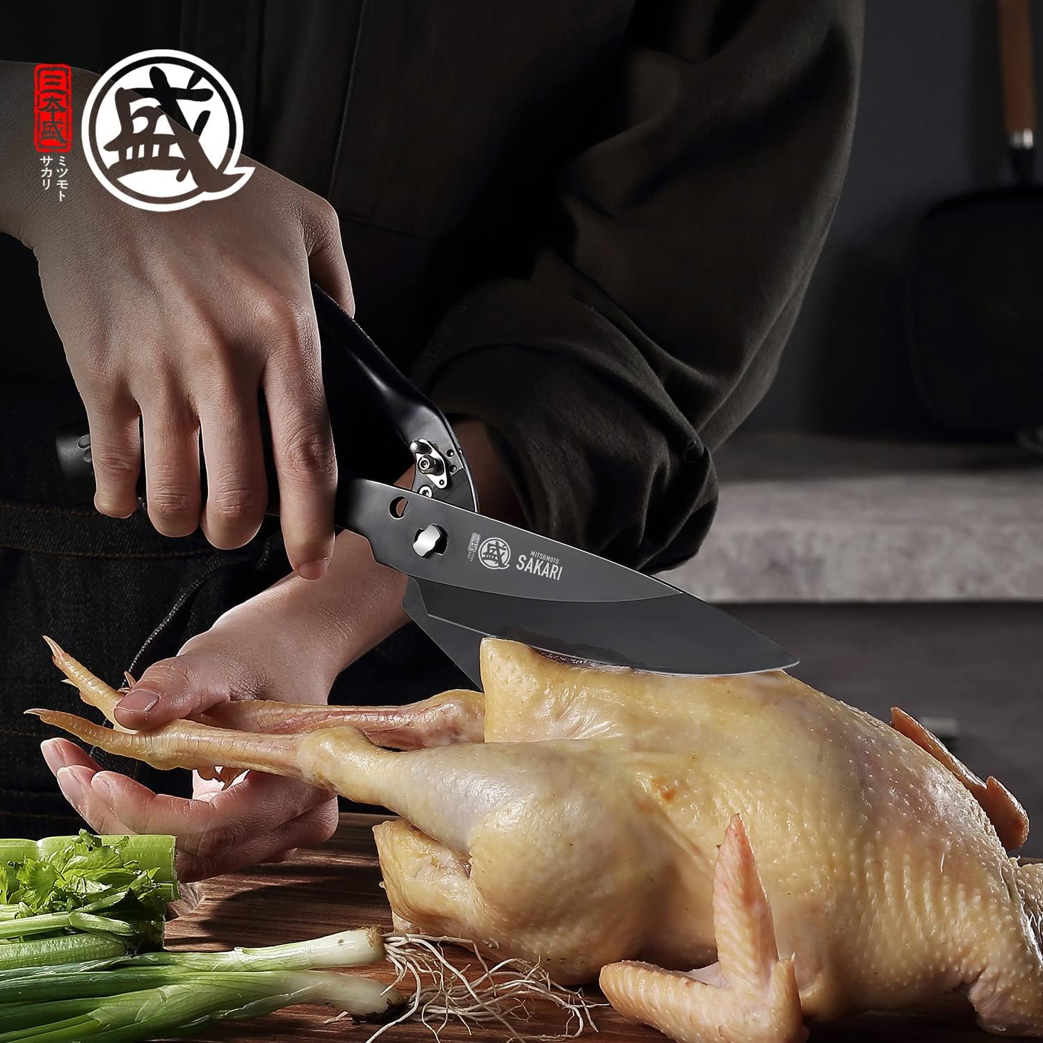 MITSUMOTO SAKARI Black Titanium Plating Poultry Shears, Japanese Multipurpose Stainless Steel Kitchen Scissors - Image 5