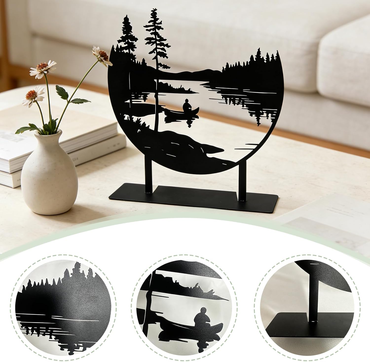 Metal Mountain Table Top Decor, Forest and Lake Tabletop Decor, Travel Adventure Table Centerpiece for Living Room, Gifts for Nature Lovers