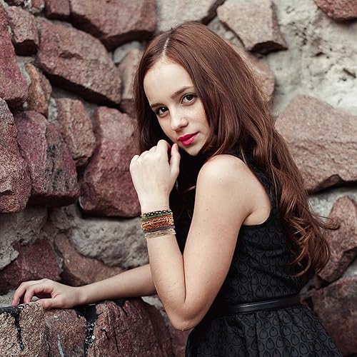 Miniatura 6 de 20 lazos de pelo boho en 5 estilos, 10 colores - Lindas pulseras para cabello delgado y grueso, elásticos sin daños