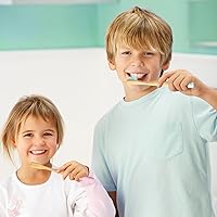 Vista 4 de Cepillos de dientes de bambú para niños, mango biodegradable, sin BPA, ecológico, tamaño para niños, certificado FSC y aprobado por PETA, paquete