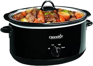 Crock-Pot Large 8 Quart Oval Manual Slow Cooker and Food Warmer, 1500 watts, Black (SCV800-B)