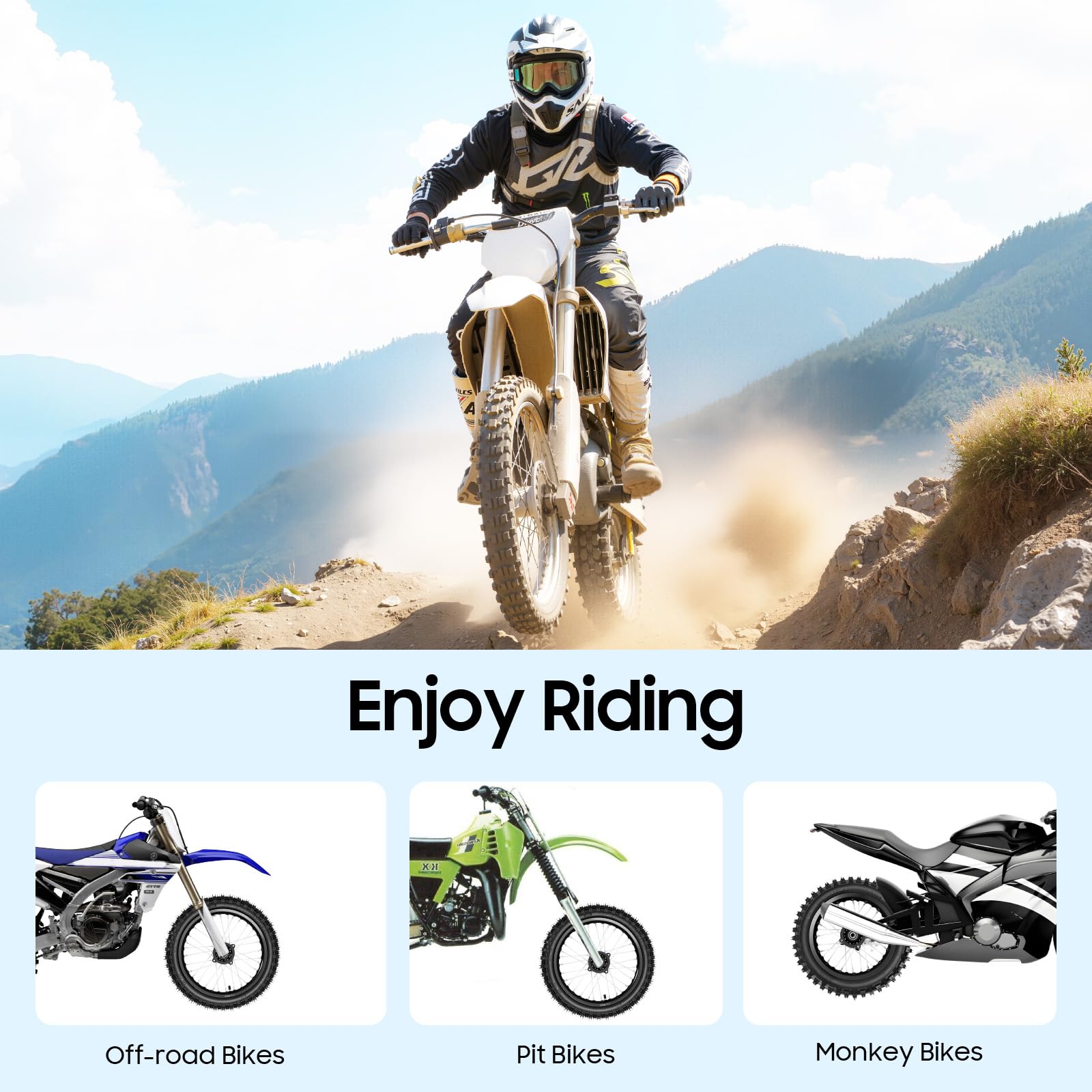 KIT 2 RUOTE COMPLETE PER MOTO 50cc 70cc 90cc RUOTA POSTERIORE 18.5×3.5" (80/100-12) RUOTA ANTERIORE 19.5×3.1" (60/100-14) ALLUMINIO + GOMMA
