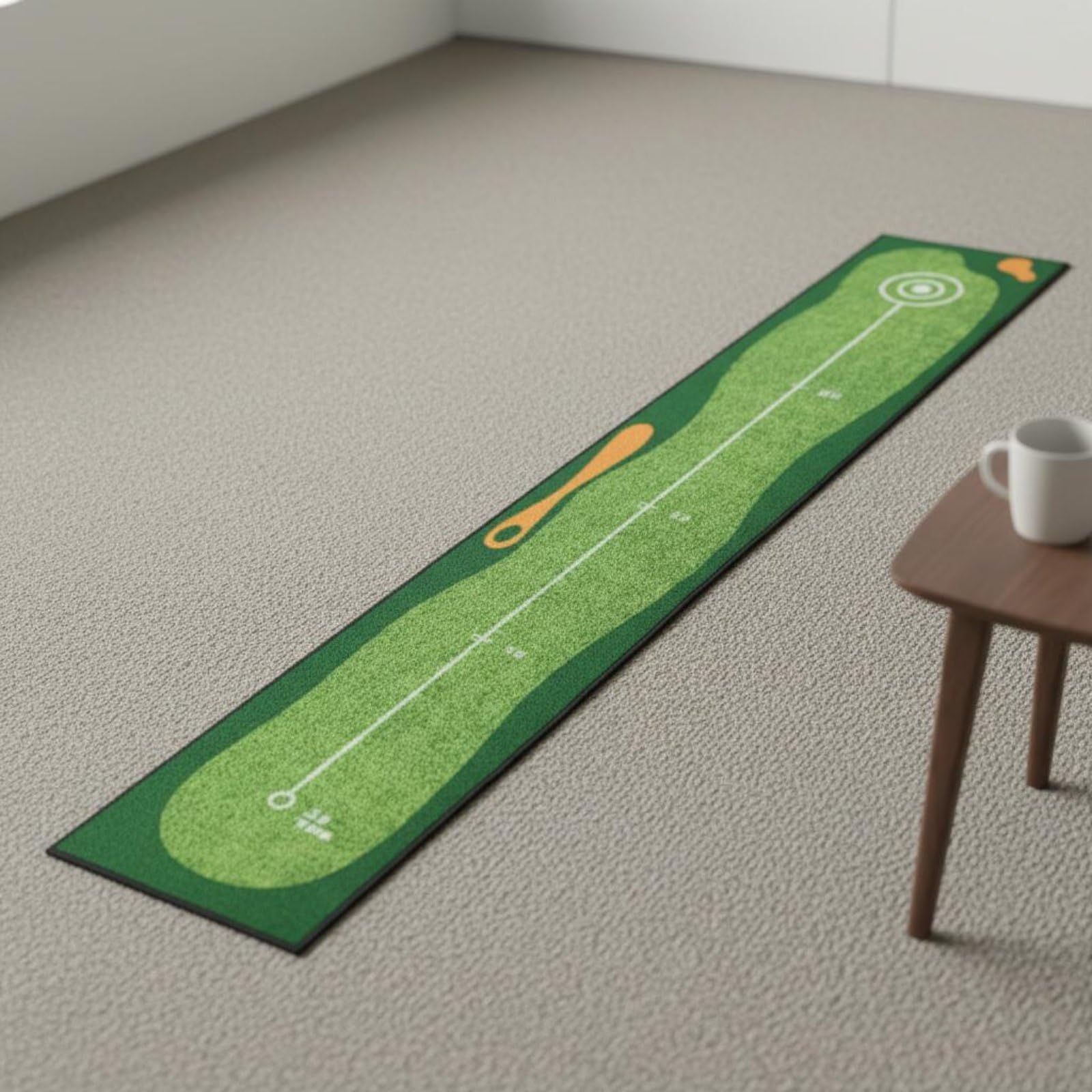 Alfombra de Entrenamiento de Golf Tapete de Putt Estera de Práctica Green Interior Exterior con Marcaciones de Distancia Fibra Poliamida