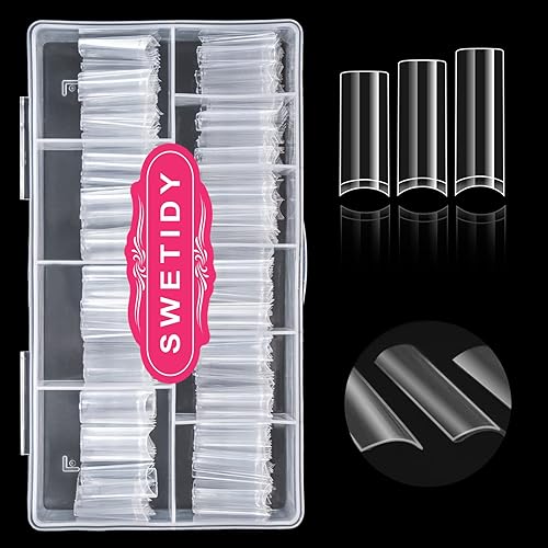 Clear Acrylic Square Nail Tips, SWETIDY 500pcs No C Curve