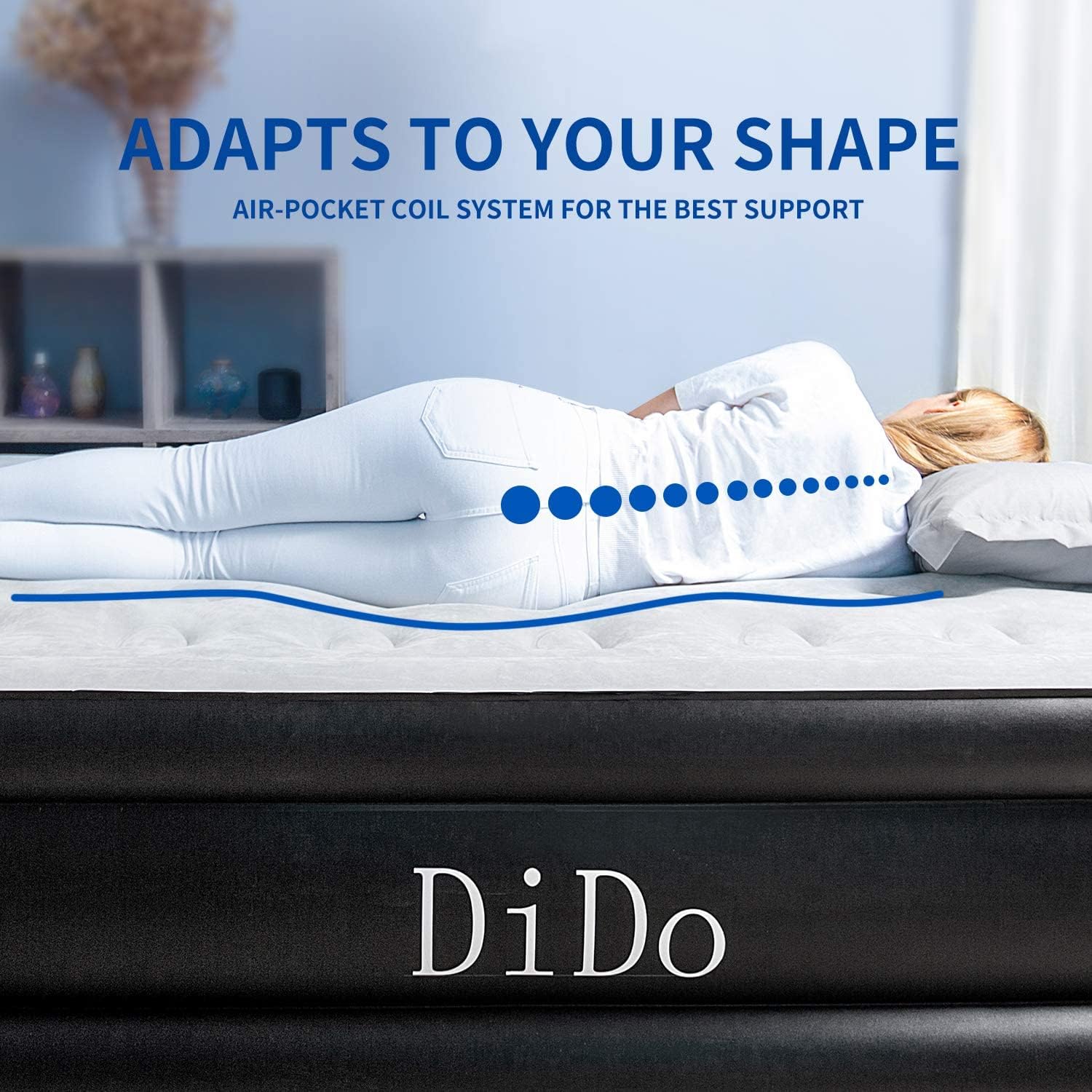 One-Day Sale: Up to 60% Off DIDO Air Mattress with Built-in Pump, Twin Size Air Bed with Flocked Top and Sides, Elevated 18” Inflatable Bed Blow-up Bed for Guests