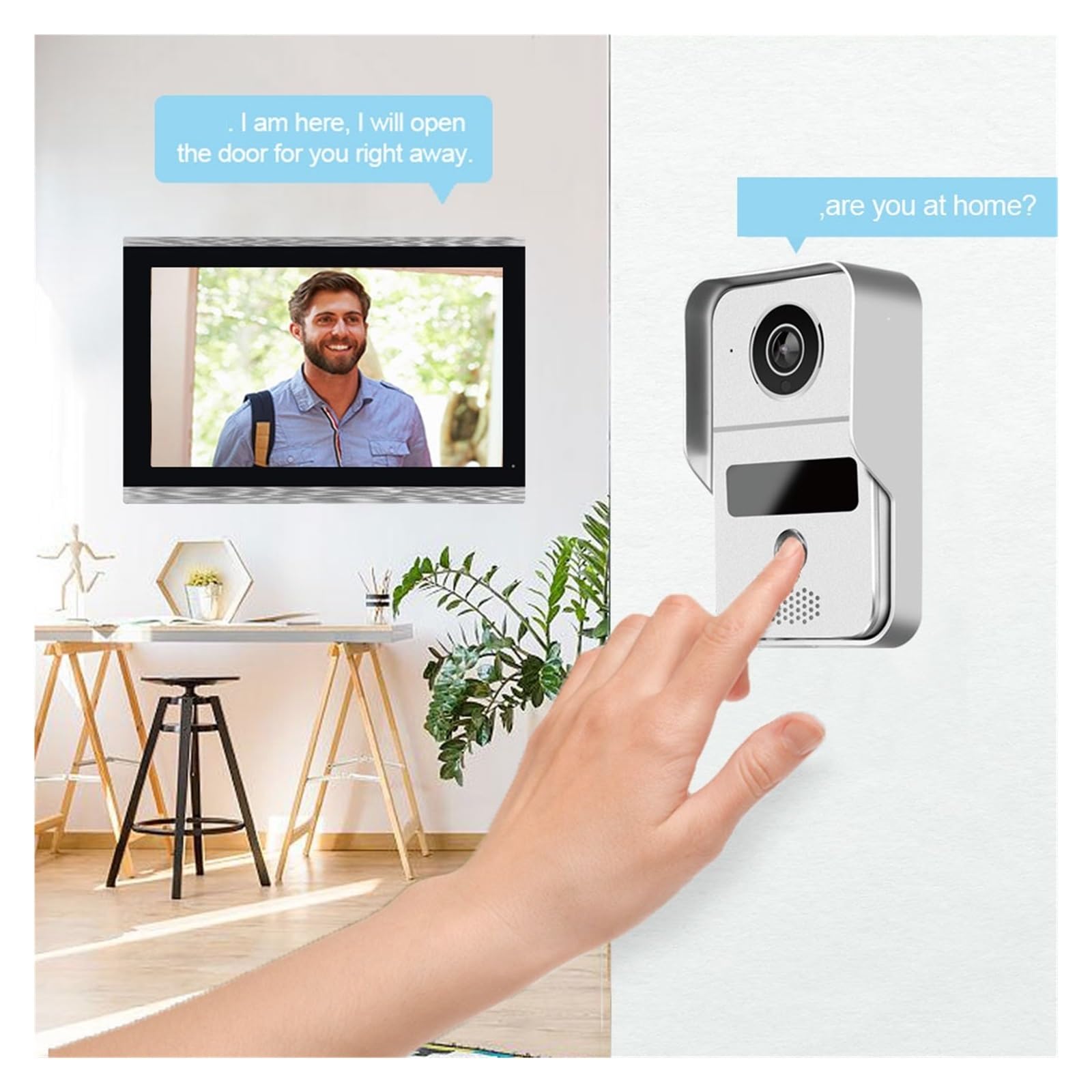 10 Cal Monitor Z Ekranem Dotykowym Bezprzewodowy Wifi Inteligentny Wideodomofon Domofon Kamera Dzwonkowa Przewodowym Dzwonkiem 1080P Dwukierunkowa Transmisja DźWięKu(Gold LCD add 32G TF Card)