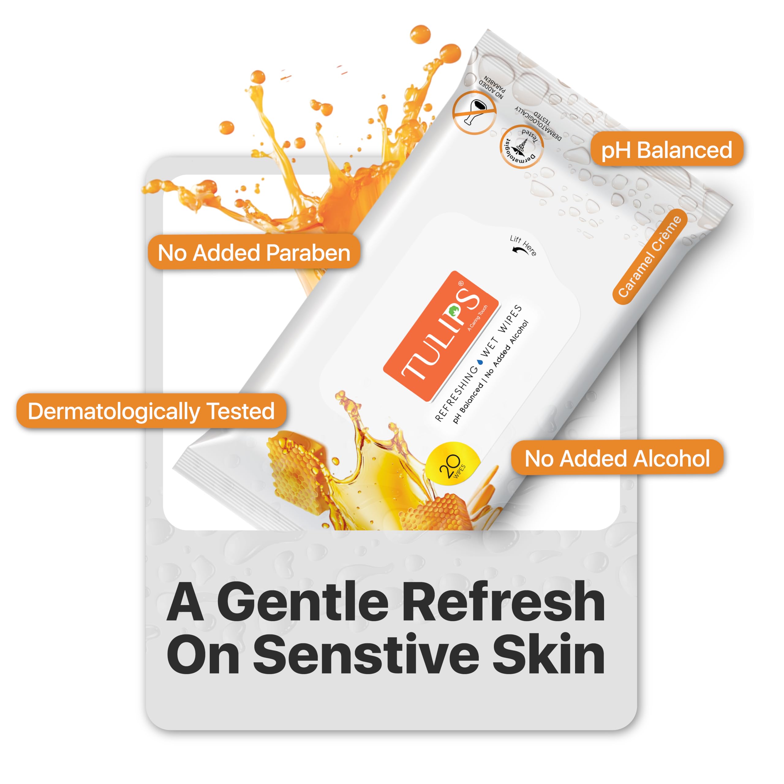 Tulips Refreshing Wet Wipes with 3 different fragrances, (3 Pack) Daily face cleansing wet wipes I Wet Tissue for face I Alcohol and Paraben free I For All skin type