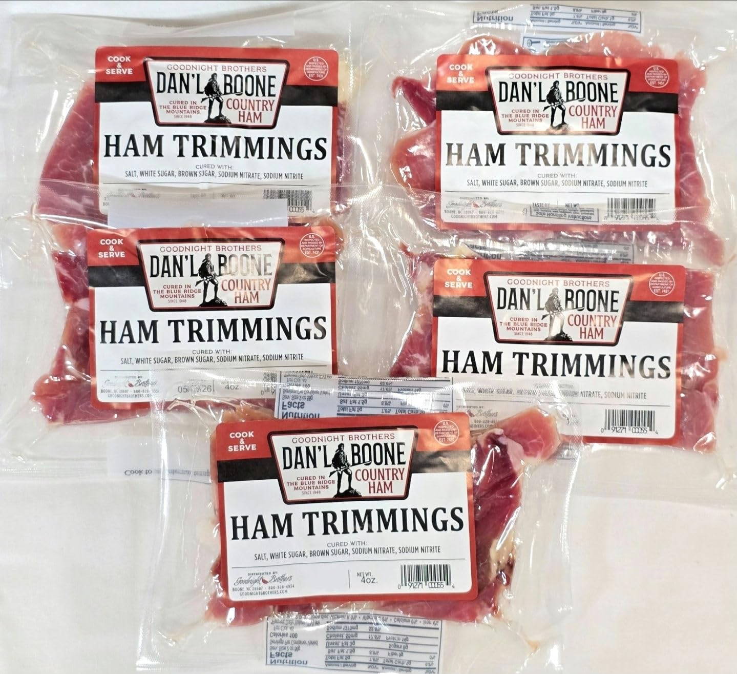 North Carolina Mountain Cured Country Ham Trimmings 5-4 Oz. Packs
