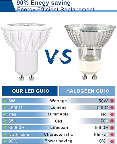 Miniatura 3 de Bombillas LED regulables GU10, 5 W 50 W, 4000 K blanco natural, paquete de 6, ahorro de energía, 35000 horas para iluminación empotradapistapunto