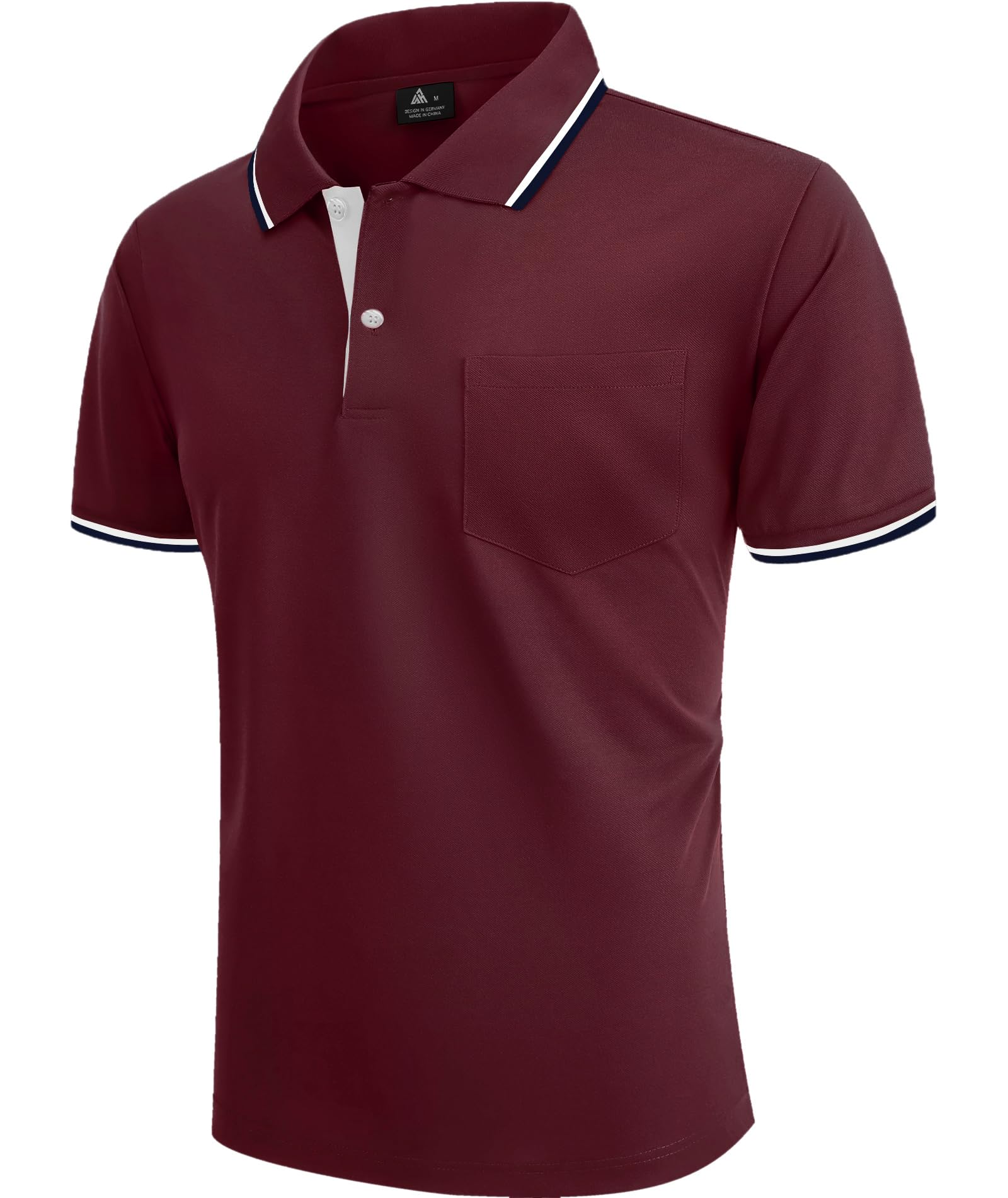 zitysport Polo Uomo Camicia a Maniche Corte Camicia da Golf Traspirante Uomo Camicie estive Sport Basic Slim Fit Tshirt con Tasca sul Petto Polo Shirt