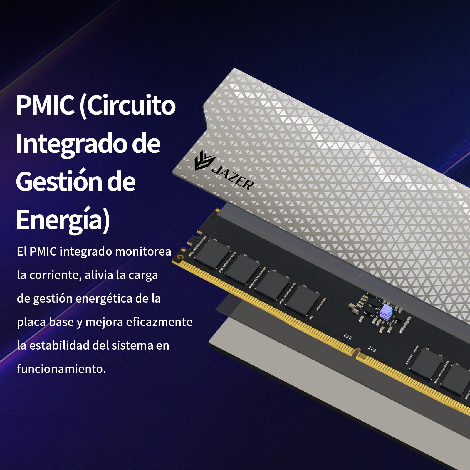 JAZER Memoria RAM DDR5 de 32GB (2 x 16GB) 6000MHz CL38, Memoria de Escritorio para PC de Juegos, DIMM de Alto Rendimiento