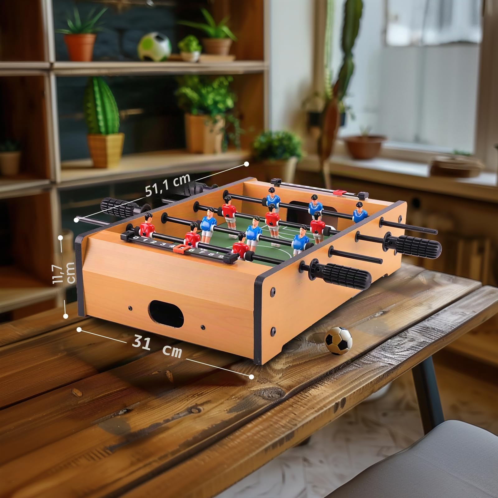 WIN.MAX Mini Mesa de Futbolín (Actualización), Mesa de Juego de Fútbol/Futbolin Ligera Portátil para Niños, Fácil de Montar y Almacenar, 51 x 31 x 10 cm