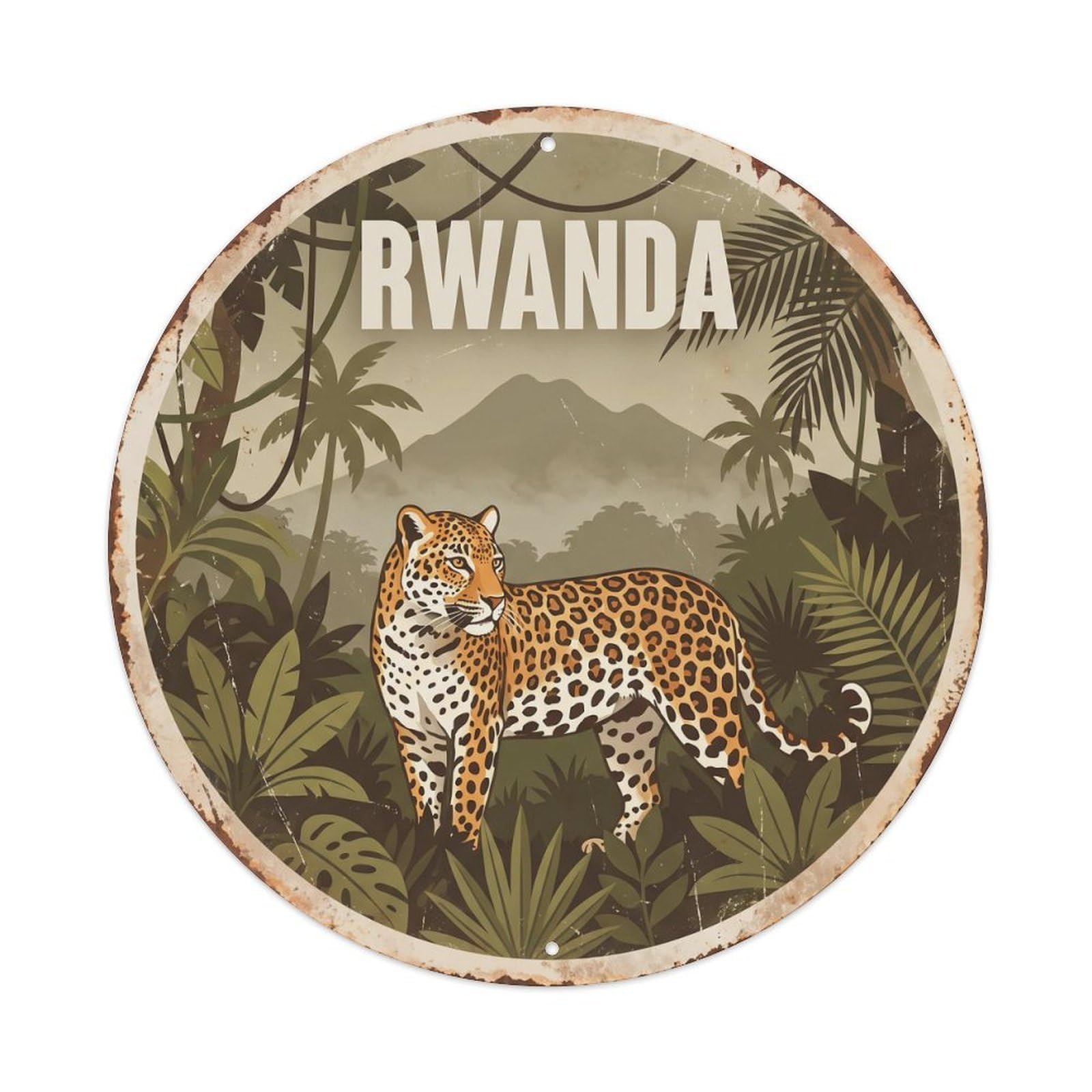 Rwanda Leopard Rainforest Canopy Metal Tin Sign