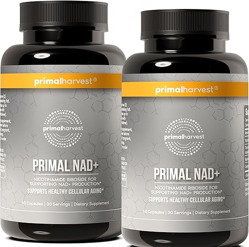 Primal Harvest Suplemento NAD+ ribósido de nicotinamida, trans-resveratrol, betaína, CoQ10, suplementos de NAD para la salud celular, la energía y