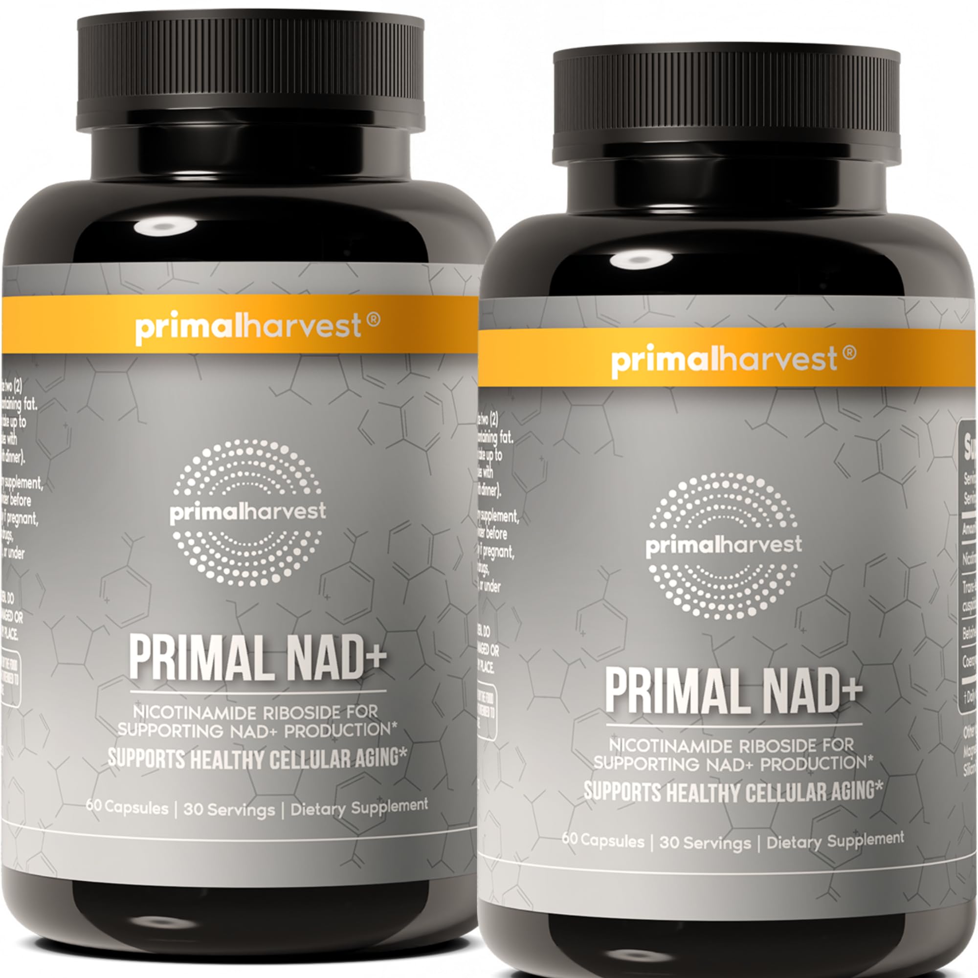 Primal Harvest NAD+ - Daily Vegan Supplement, Gluten & Dairy Free 60 Count (Pack of 2)