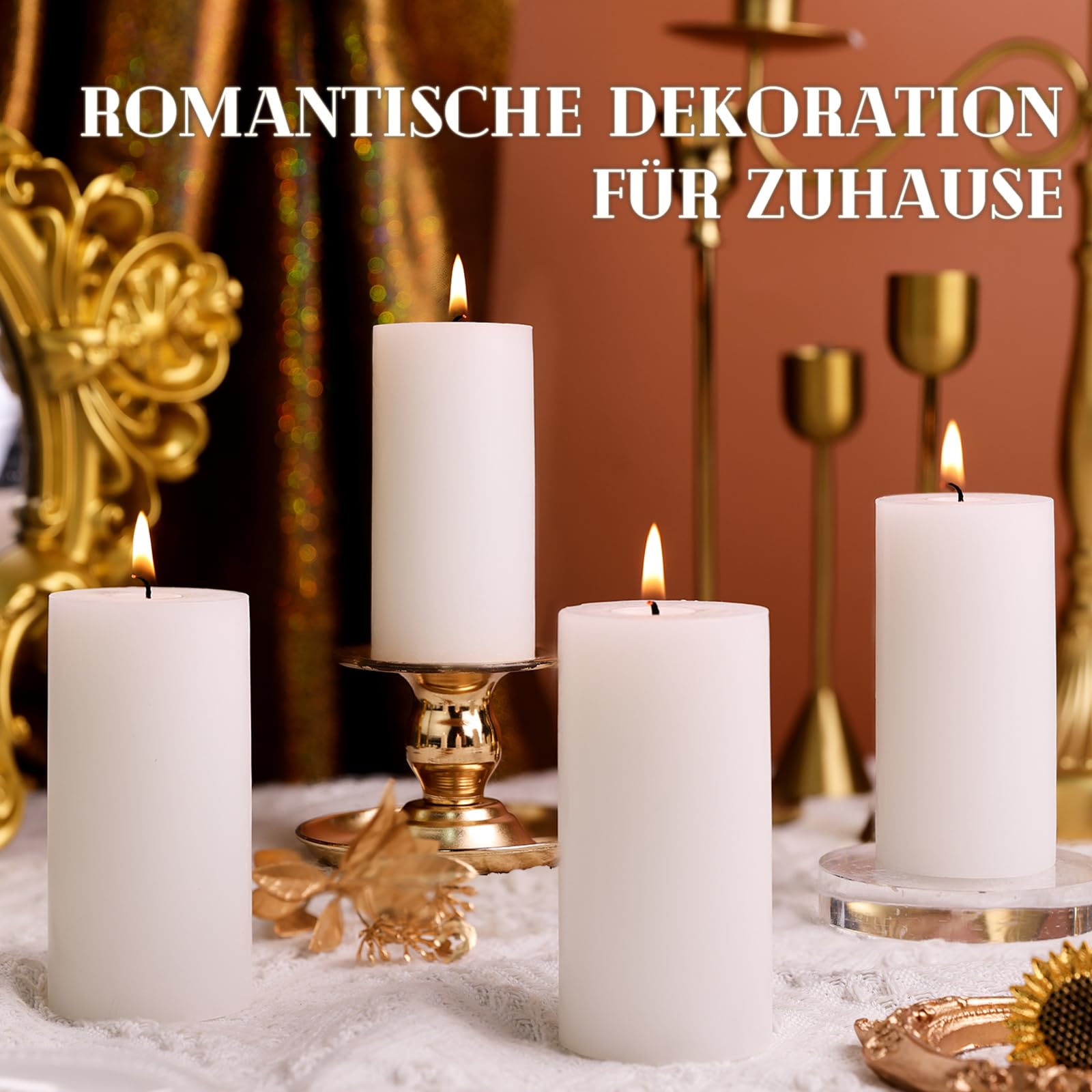 Lot de 12 Bougies Piliers Blanches non Parfumées - 5 x 10 cm - Longue Durée 30h - Paraffine de Haute Qualité avec Mèche en Coton - Décoration pour Mariage, Église, Maison et Fêtes