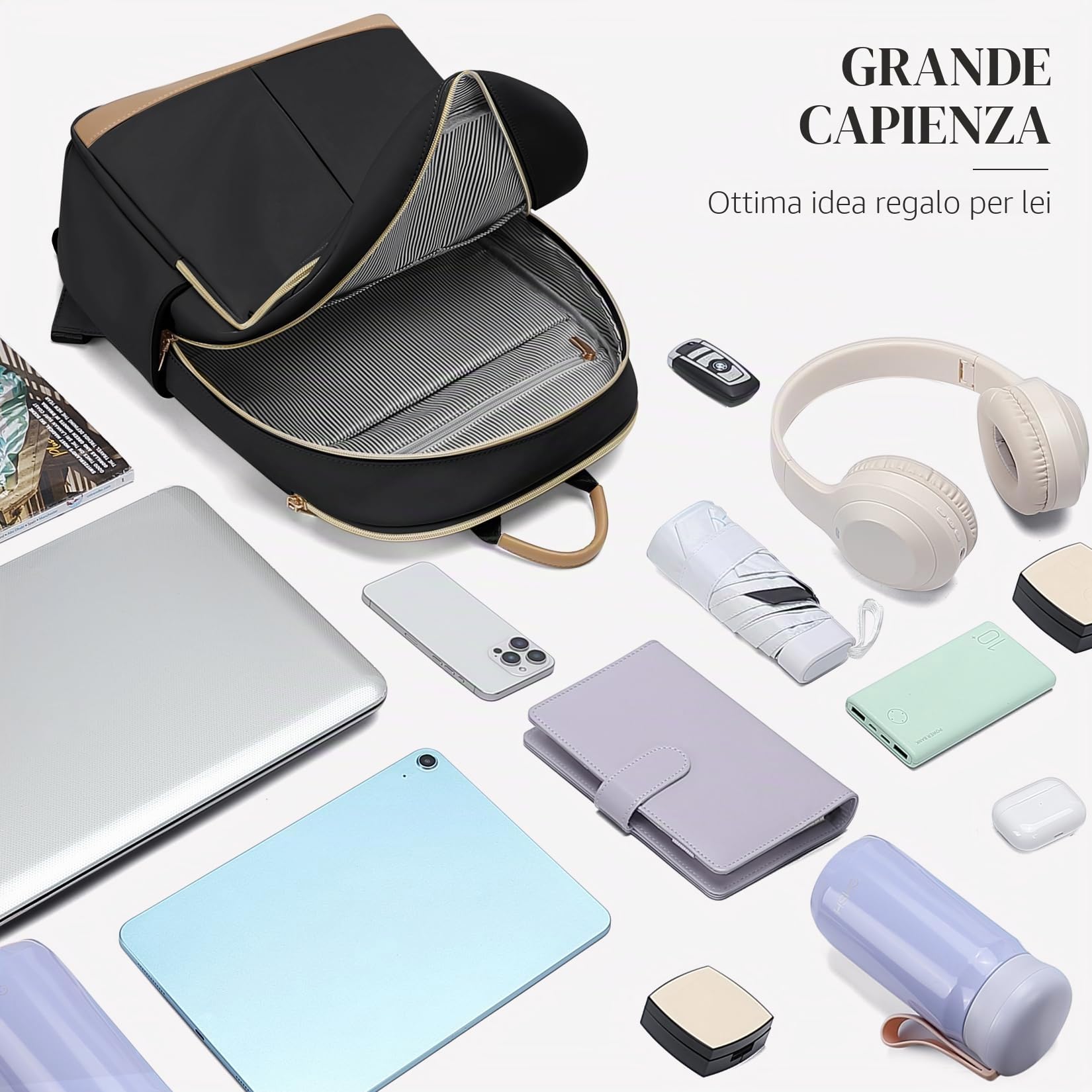 VNINE Zaino Porta PC Donna, 16 Pollici Impermeabile Zaino da Viaggio per Università, Viaggi, Lavoro, Scuola