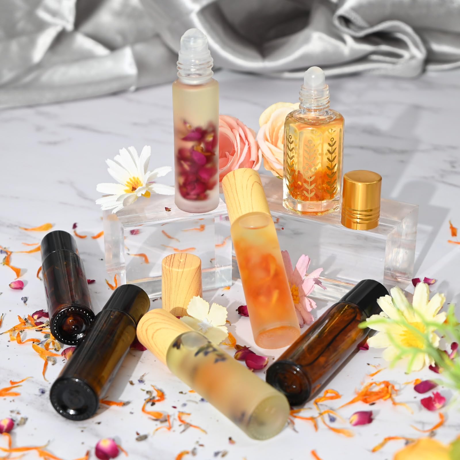 JUYRLE Parfüm Selber Machen Set, Kreative Bastelset Erwachsene DIY Set | Roll-On Perfume Oil Making Kit, Mini Düfte Roller mit Ätherisches Öl Klein Sprühflasche, Als Geschenk für Damen / Frauen