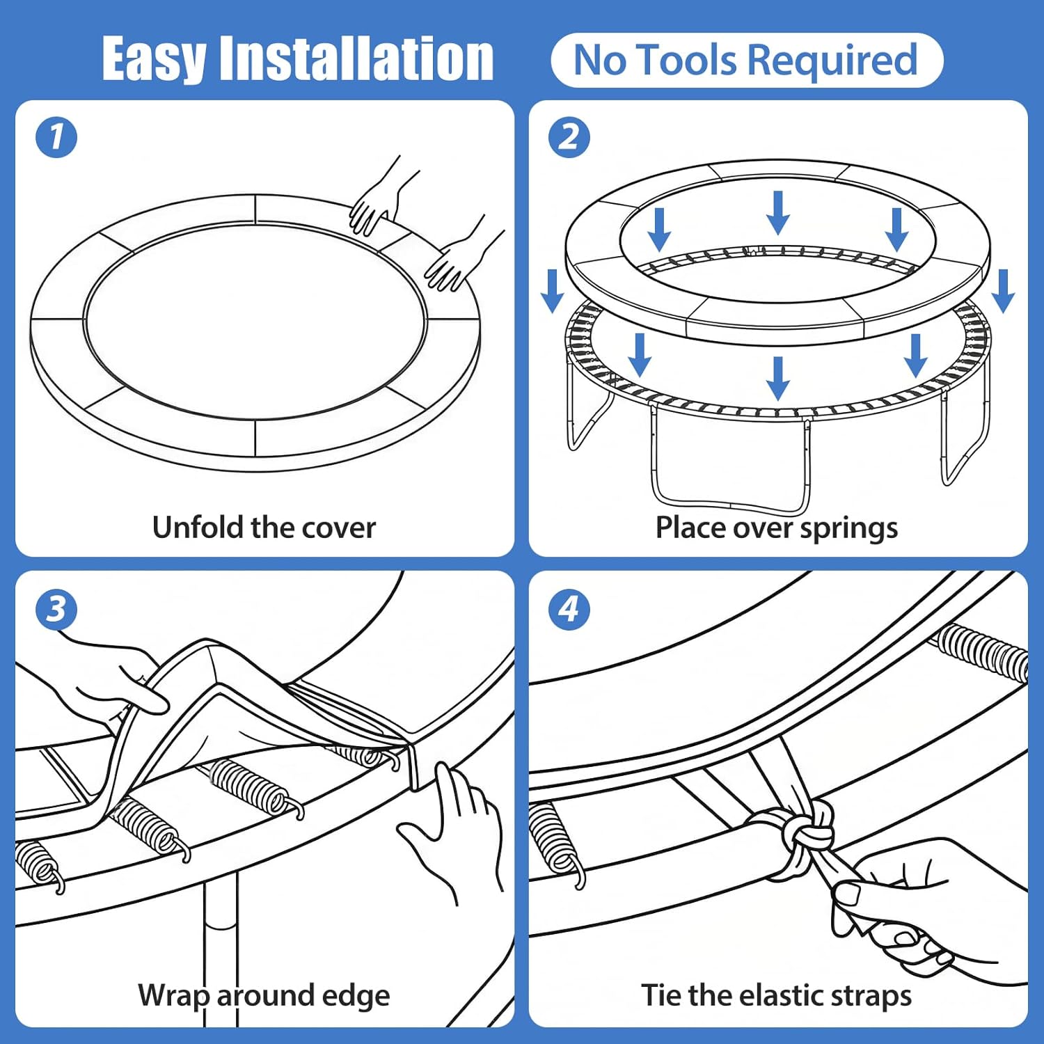 Trampoline Replacement Safety Pad, Spring Cover for 10ft 12ft 14ft 15ft Trampolines, Trampoline Accessories