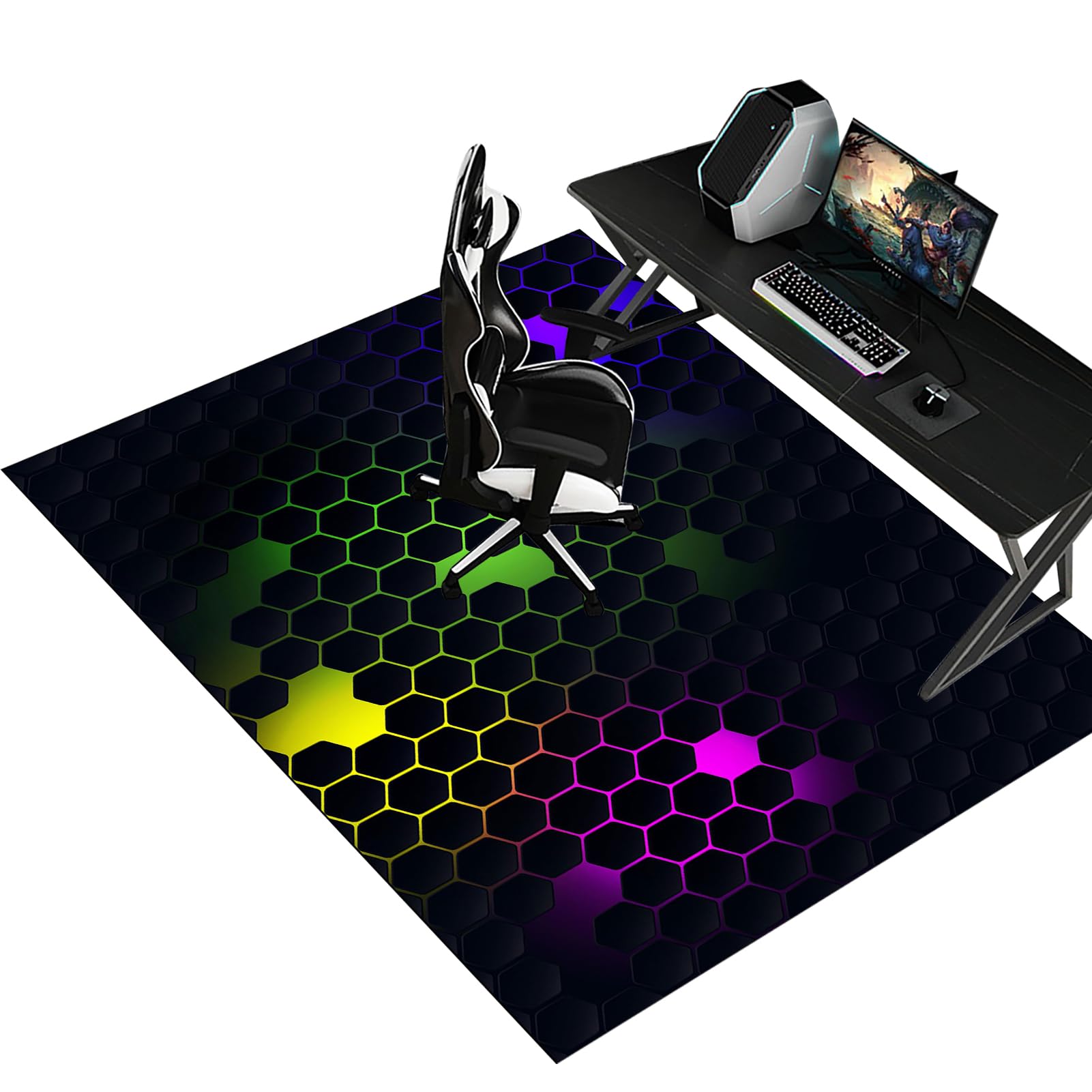 Fzamudng Color-10 Office Chair Mat, Non-Slip Carpet Protector Chair Mat, Gaming Chair Mat For Desks, Office And Home, Carpet Chair Mats, Protects Floors For Low And No Pile Carpeted Floors 120 X 160 Cm