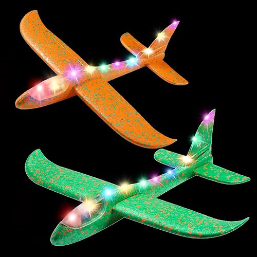 MIMIDOU 2 aviones planeadores luminosos intermitentes, 2 modos de vuelo, aerobático, magnífico y encantador avión de espuma brillante que puede disponible en Yaxa Colombia