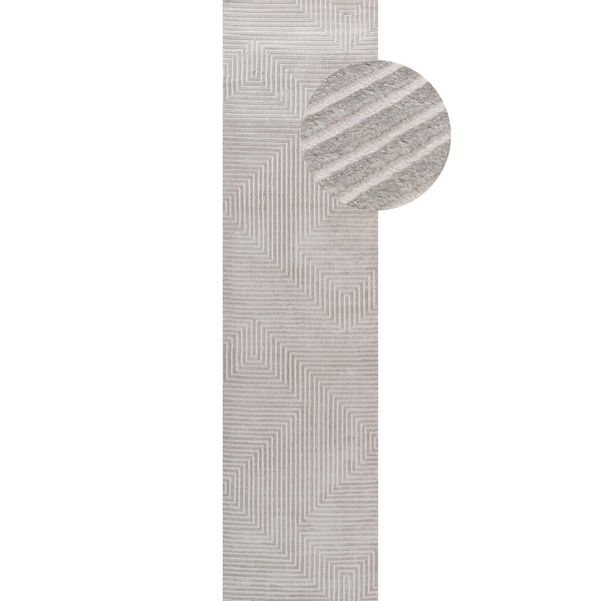 THE RUGS Carmel Modern Area Rug - Stain-Resistant, Non-Shedding, Durable Rugs for Bedroom and Hallway [ Symmetric Grey, 80x300 cm ]