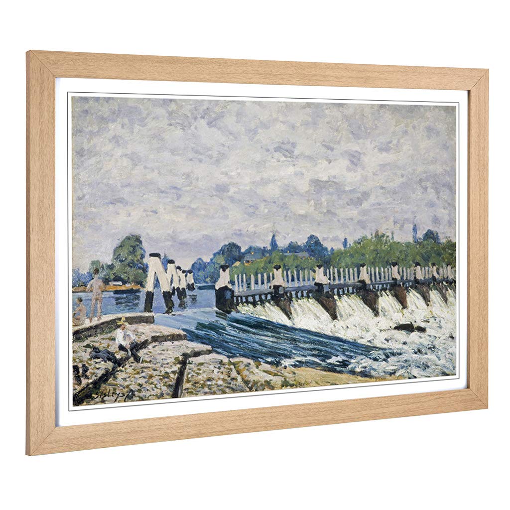 Big Box Art Framed Print of Alfred Sisley Hampton Court Design | Wall Art Picture | Home Decor for Kitchen, Living, Dining Room, Bedroom, Hallway, Office, Oak, A2 / 24.5x18 Inch / 62x45cm