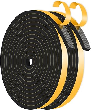 Weather Stripping Door Seal,Weather Stripping,Soundproof,Cold Insulation,High Density CR Foam Insulation Tape for Door, Front Door Frame, Windows,Sliding Door Black, 1/2 in x 1/4 in x 26Ft