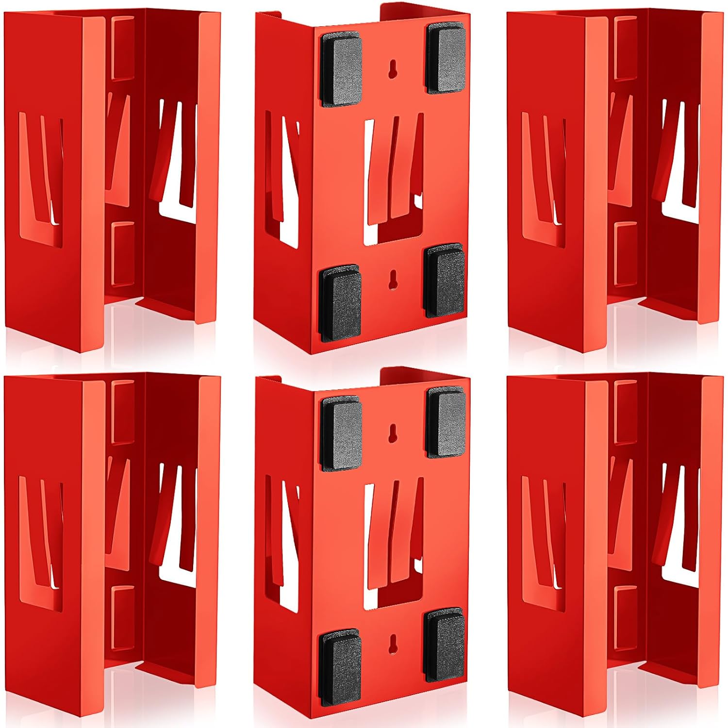Lounsweer 6 Pcs Magnetic Gloves Dispenser Holders Wall Mount Boxes of Gloves Commercial Quality Towels Wipes Paper Tissue Box Holder Kitchen Fridge Office Workshops Garage Tool Hospital (Red)