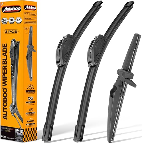 AUTOBOO Limpiaparabrisas de 24 + 20 pulgadas con limpiaparabrisas trasero de 12 pulgadas de repuesto para Toyota 4runner 2010 2011 2012 2013 2014