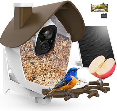 Smart Bird Feeder with Camera Solar Powered 2K HD Live Video with 32GB Card